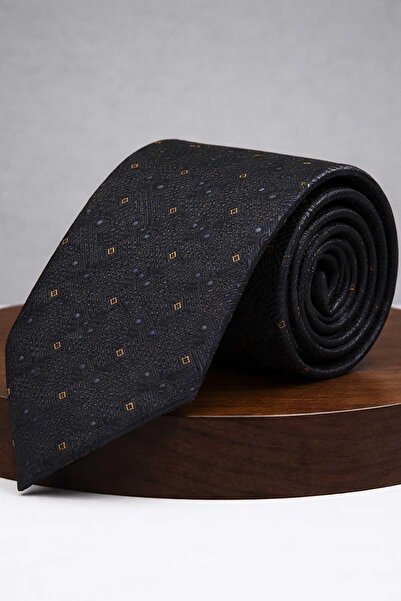 Kravatkolik Black - Yellow Square Tie