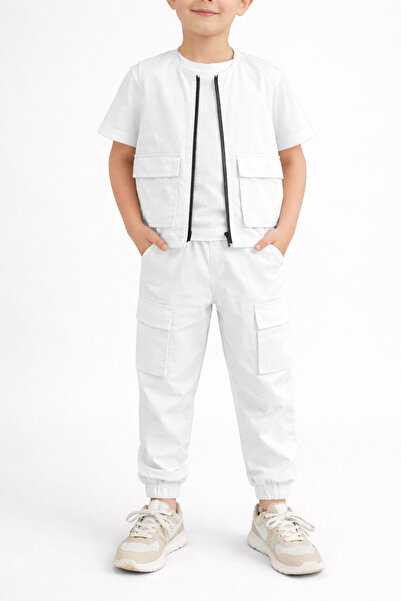 shop Λευκός συνδυασμός 3 τεμαχίων για αγόρια από γαμπαρντίνα