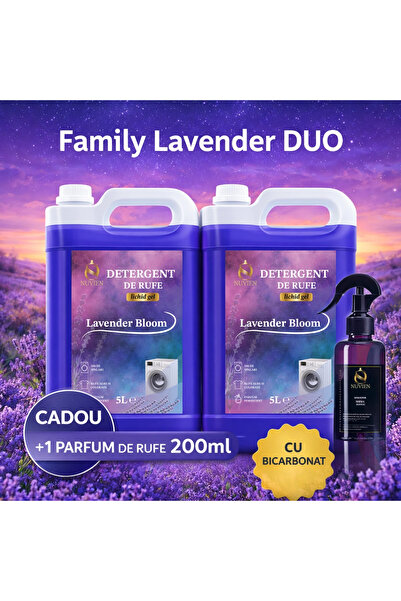 Nuvien Family Lavender DUO – Pachet Detergent Rufe 2 x 5L Lavender Bloom + Pa...