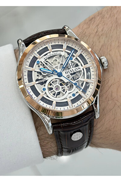 Hislon Orijinal Deri Kordon Su Geçirmez Otomatik Erkek Kol Saati ILKSD201T-16KR