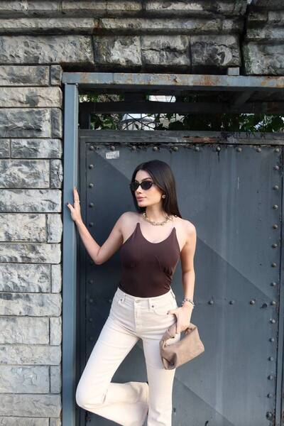 KECHİ WOMAN Diving Fabric Transparent Strap Crop Top