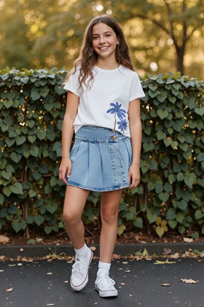 Ugly Duck T-Shirt, Shorts and Skirt Set for Ages 8-14 - White-Blue