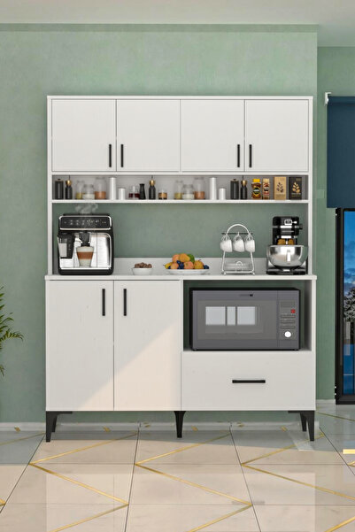 Moonlife Mobilya Marista 6 Kapak Tek Çekmeceli Kahve Köşesi Beyaz