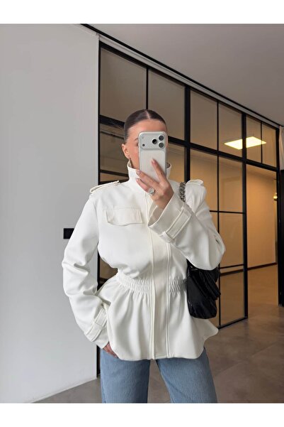 BB Bensu Buyruk Elastic Waist Apolet Jacket Ecru