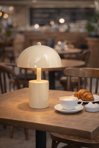 Natiorj Orbit Krem Model Pilli Masa Lambası Cafe Salon Yatak Odası Abajur