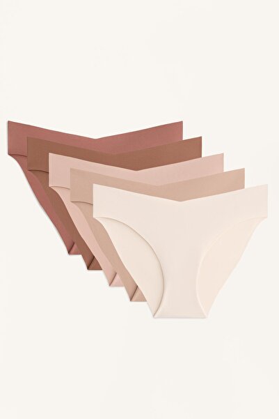 Oysho 5'li V kesim görünmez klasik poliamid karışımlı külot