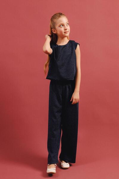 Perendi Set 2 piese pentru fete: bluză cu sclipici și pantaloni largi – Combi...