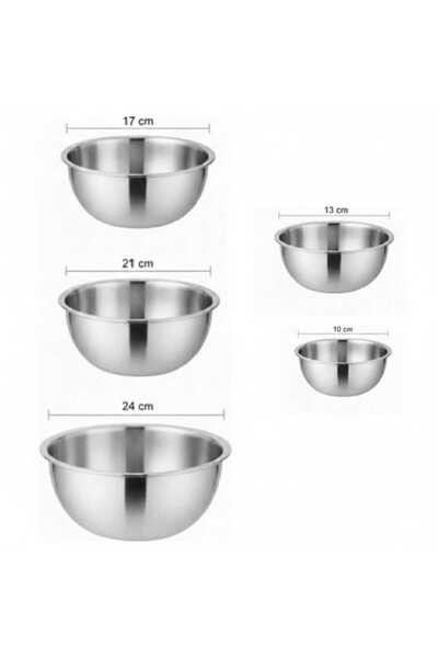 EveFix مجموعة من 5 قطع من الفولاذ المقاوم للصدأ لتحضير المطبخ، مجموعة أوعية ت...