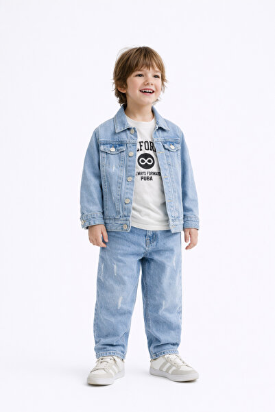 Tifina Kids Erkek Çocuk 3'lü Denim Takım Bayramlık Özel Günler Günlük Denim C...