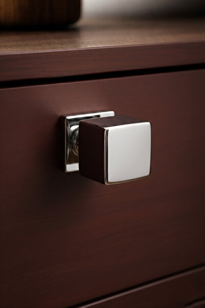 BERFİNO 5-Piece Metal Square Handle – Shiny Chrome Cabinet Drawer Handle – Mo...