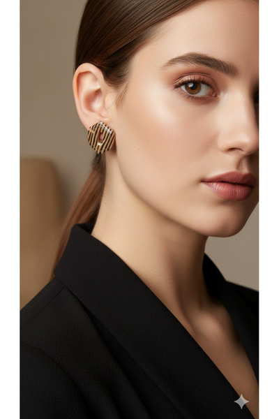 Lu Atelier Linea Geometric Striped Polymer Clay Earrings – Modern Handmade De...