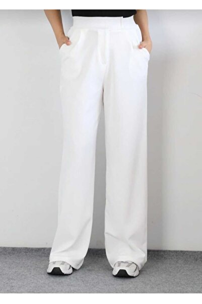 ECK MODA Women's Full Lycra Stretchy Crepe Fabric Palazzo Trousers with Velcr...