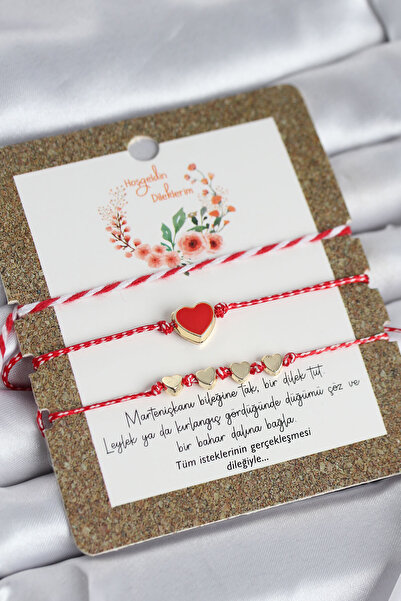 Clariss Marteniçka Bracelet 3-Piece Red Enamel Heart Model