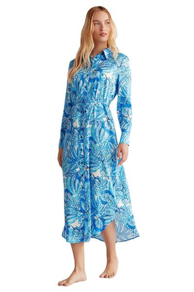 Penyemood Penye Mood Women's Blue Floral Patterned Dress 9635