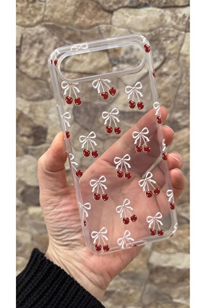 Vip Case Tecno Spark Slim Uyumlu Kiraz Fiyonk Desenli Şeffaf Darbe Emici Kame...