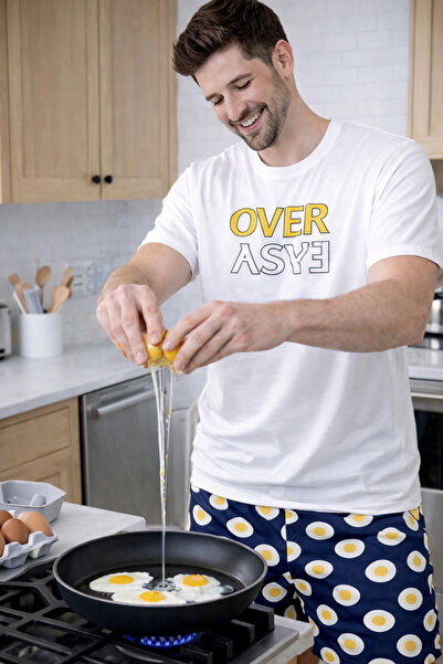 koza iç giyim Men's Cotton Printed Pajama Set with Pockets and Shorts