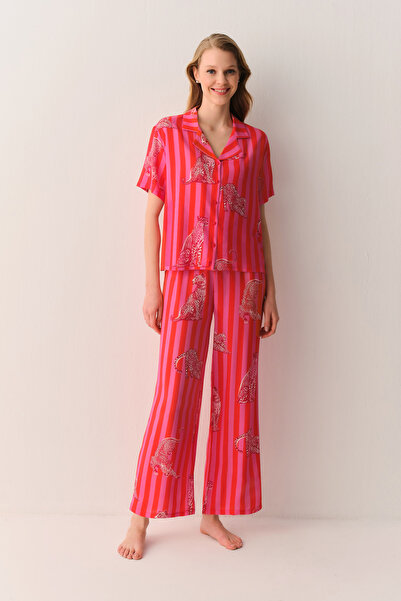 SUWEN Leo Gömlek Yaka Pijama Takımı