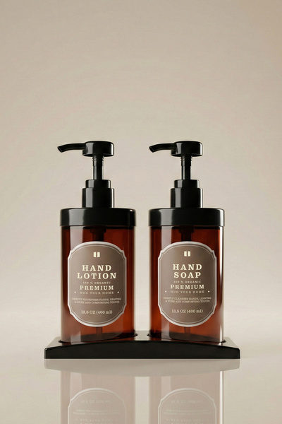 Kloppenhug Siyah Stantlı 2’li Amber Sıvı Sabunluk Seti - 400ml Hand Soap & Ha...