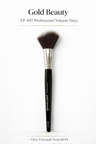 Gold Beauty Yelpaze Makyaj Fırçası | Aydınlatıcı, Allık ve Toz Pudra Fırçası