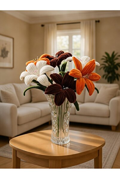 Bvinan Handmade Chenille Flower Bouquet – 6 Branches Decorative Design (Exclu...