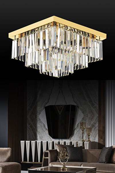 Luxira Aydınlatma Yasemin 50 Lik Gold Kristal Taşlı Avize