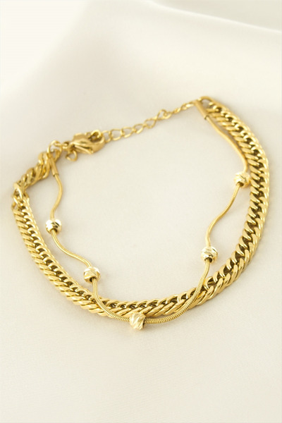 Bijuteri Net Dorika Flat Chain Steel Bracelet