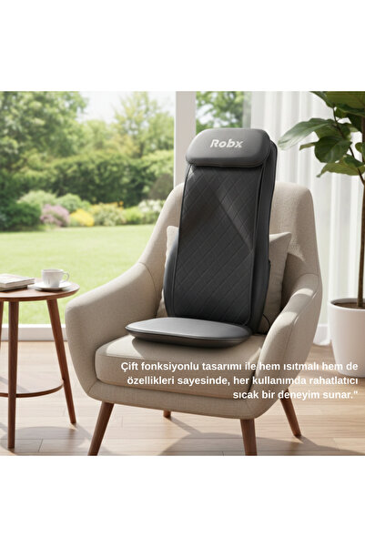 ROBX S208 Titreşimli Isıtmalı Sırt Bel Yoğurmalı Masaj Koltuğu Yastıklı