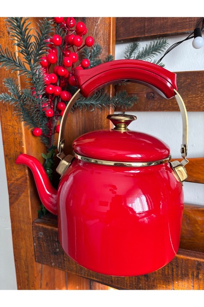 ALEV EMAYE Emaye Demlik 2,5 Litrelik – Gold Saplı, Dayanıklı & Şık çaydanlık