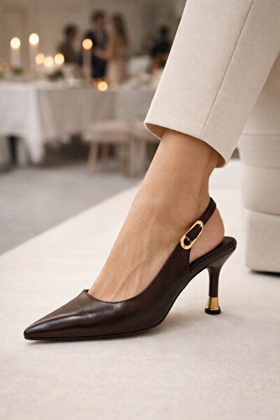 HVZ Exclusive Brown Women's Heeled Shoes (8cm) Engagement, Promise, Wedding, ...