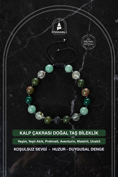 OSMANLI DOĞAL TAŞ Certified Heart Chakra Natural Stone Bracelet