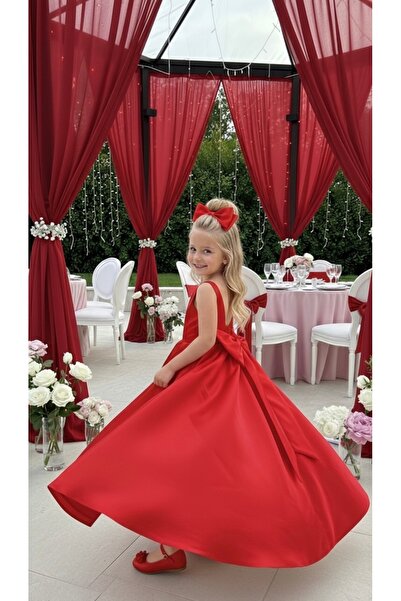 Tinypeople Girl's Satin Long Graduation Gown Evening Dress Children's Dress C...