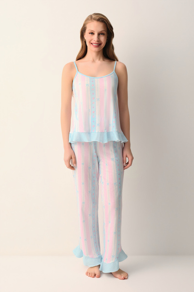 SUWEN Briella Cotton Athlete Pants Pajama Set