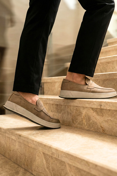 Ekonomik Ayakkabı Men's Mink Suede Loafer Shoes |   Perforated Breathable Mod...