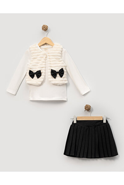 Dadiva Piliseli Etekli-Peluş Yelekli Kız Takım