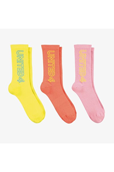 United Unisex Pink/Orange/Yellow 3-Piece Socks