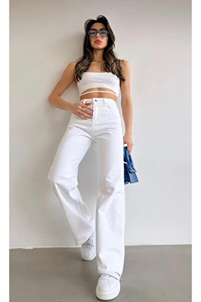 DENİM İN SHE ''Feminen'' High Waist Flexible Wide Leg (Palazzo) Jeans (New Se...