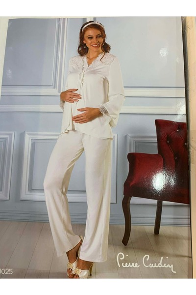 Pierre Cardin 3-Piece Maternity Pajama Set with Lace Detail