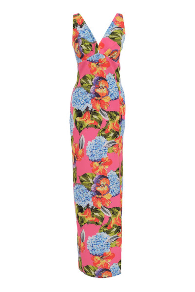 Keikei Desenli Krep Kolsuz Uzun Elbise