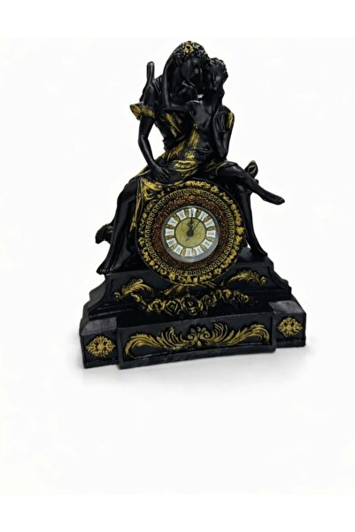 Omid Shop Romantik Çift Figürlü Antik Görünümlü Masa Saati Boy 37,5 cm - En 2...