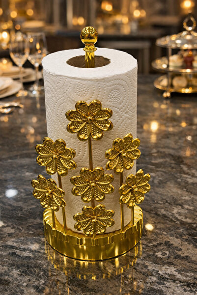 İnterlife Χρυσή Μεταλλική Θήκη για Χαρτοπετσέτες σε Ρολό με Φιγούρα Μαργαρίτα...