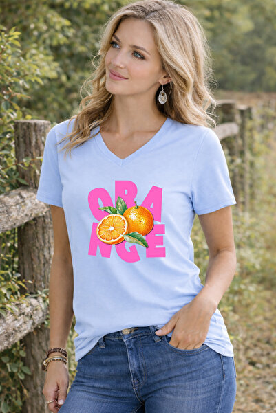 LORVEX Γυναικείο μπλουζάκι με λαιμόκοψη V, άνετη εφαρμογή, μπλουζάκι με στάμπ...