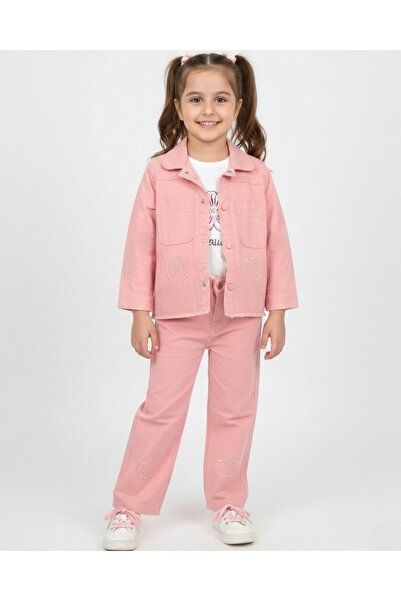 VOY KİDS Pantaloni din in cu motive florale pentru fete cu vârste între 5-12 ...