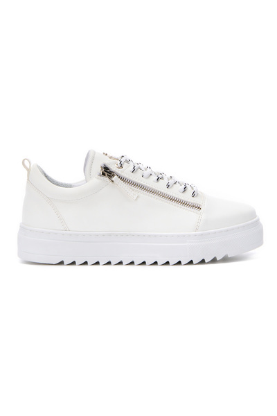 martin valen Men's Low Ankle Silver Zippered White Designer Sneakers