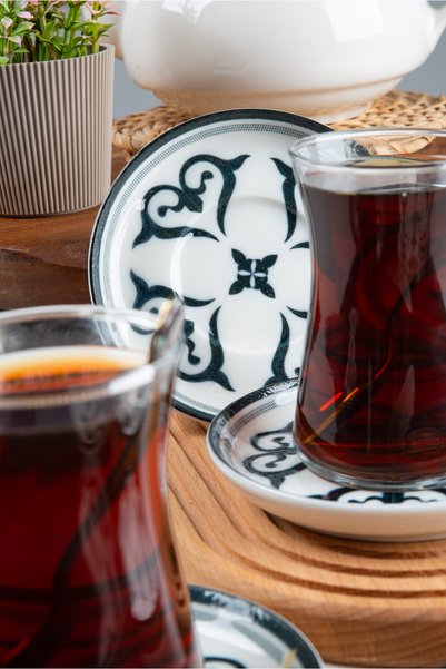Heda Porselen Ahenk 6-Piece Porcelain Tea Plate Set