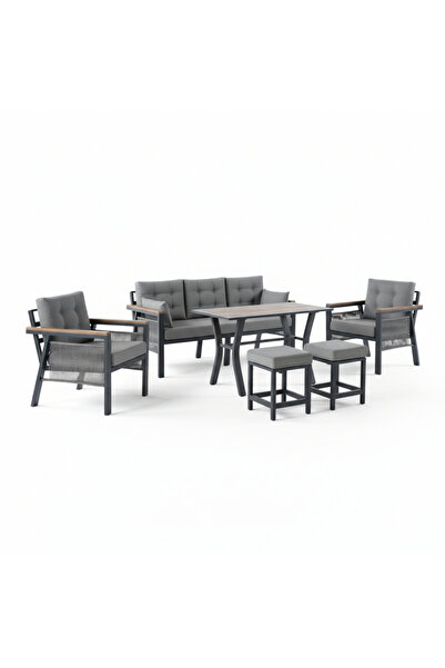 Tu Tienda ALÜMİNYUM ALAÇATI 3+1+1+MASA(70*120)+2PUF BAHÇE BALKON MUTFAK TAKIMI