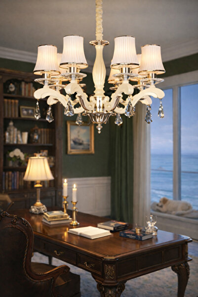 SARPER AVİZE Sarper Metal Kollu Şapka Detaylı Sarkıt Avize