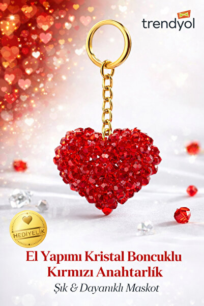 MMSGHOMEDECOR سلسلة مفاتيح حمراء مصنوعة يدويًا من الكريستال والخرز |   تميمة ...