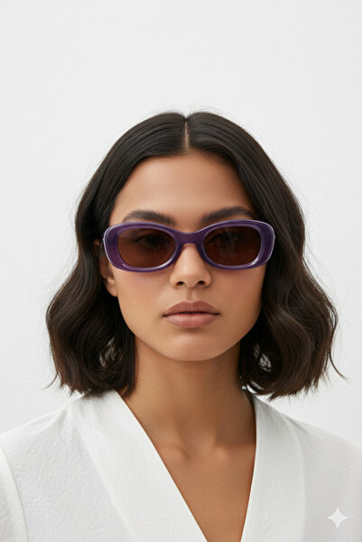 ESRADA Shay Purple Frame Brown Glass Women's Sunglasses 55-26-150
