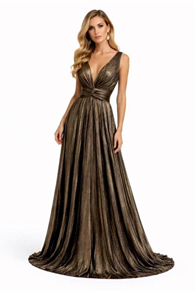 CHEVALIER FASHION Women’s Elegant Satin Evening Gown – Sleeveless V-Neck Maxi...