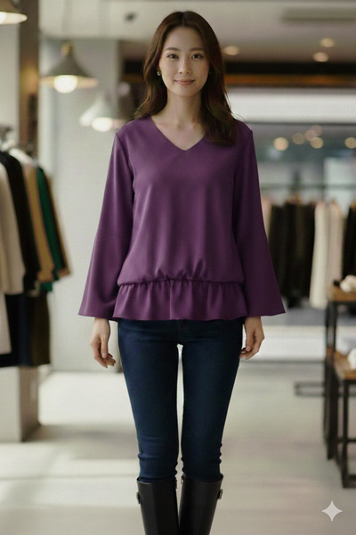 izmoda Beli Lastikli Bol Kol Saten Bluz(Lütfen Ürünün Beden Ölçülerini Kontro...